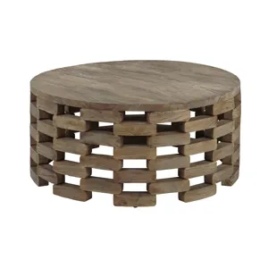 Brown Wood Round Cocktail Coffee Table