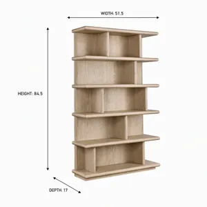 84.5 In. Cream Wooden Five Shelf Etagere/bookcase