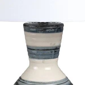 Striped Ceramic Table Lamp With Tapered Shade