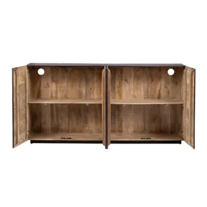 Rich Brown With Bana Leaves 4-door Media Credenza/sideboard