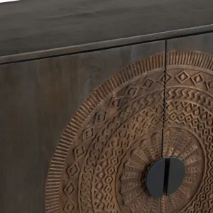 Solid Wood & Metal 4-door Media Credenza/sideboard
