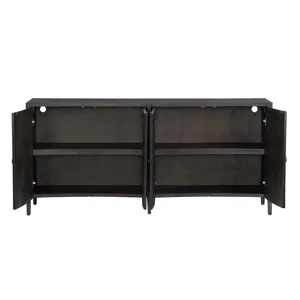 Dark Brown 4-door Reeded Media Credenza/sideboard