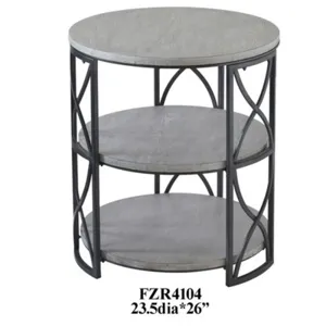 Springfield Grey Metal and White Wood Tiered Accent Table