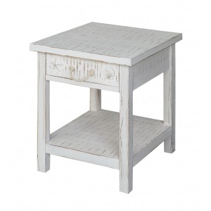 Seaside White Coastal End Table