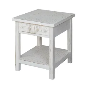 Seaside White Coastal End Table