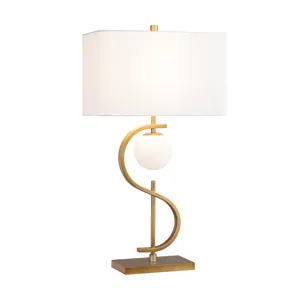Metal Table Lamp With Nightlight With Linen Shade