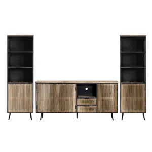 Solid Wood & Metal 3-door, 2-drawer Media Credenza/sideboard