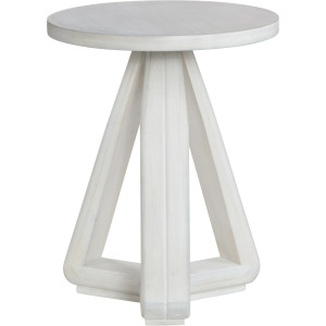 Round White-washed Accent/end Table