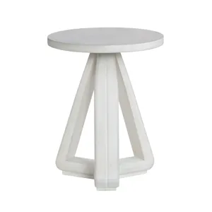 Round White-washed Accent/end Table