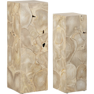 2 Piece Teak Pedestal/plant Stand Set