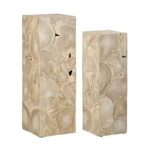 2 Piece Teak Pedestal/plant Stand Set