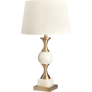 Metal And Marble Table Lamp With Oat Linen Shade