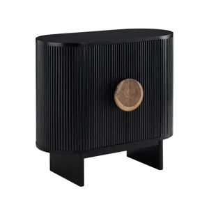 Black Wooden Two Door Accent Cabinet With Sleek Storage