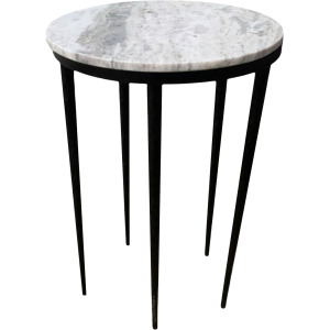 Marble And Iron Round Accent/end Table