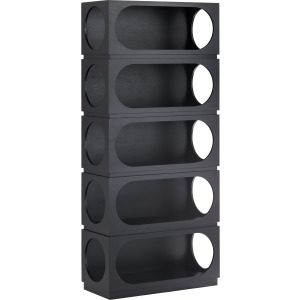 Black Wooden 5 Shelf Etagere Bookcase