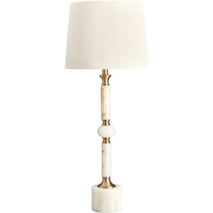 Marble And Metal Table Lamp With Linen Oat Shade