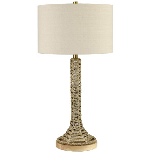 Set Of 2  Rattan Table Lamp With Linen Shade