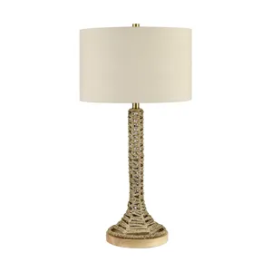 Set Of 2  Rattan Table Lamp With Linen Shade