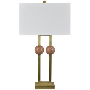 Gold Metal Table Lamp With Rectangular Linen Shade