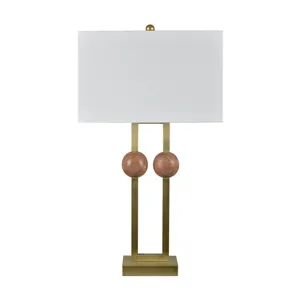 Gold Metal Table Lamp With Rectangular Linen Shade