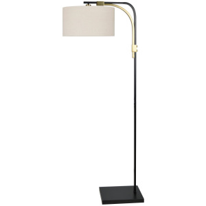 Black And Gold Metal Floor Lamp With Linen Shade