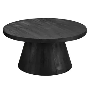 Black Solid Wood Round Cocktail/coffee Table