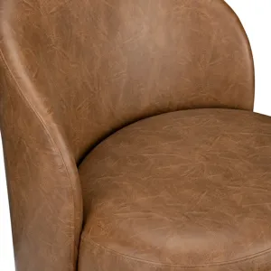 Set Of 2 Warm Brown Vegan Leather Upholstered Dining Chairs