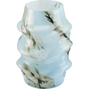 Valor Small Blue Ripple Glass Vase
