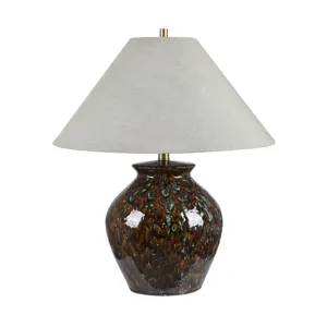 Ceramic Table Lamp With Grey Linen Shade