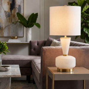 White Frosted Glass Table Lamp