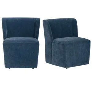 Set Of 2 Blue Upholstered Dining Chair