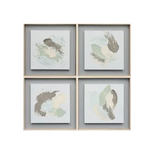Airy Abstracts 4-piece Hand-painted Textured Framed Canvas Wall Art Set