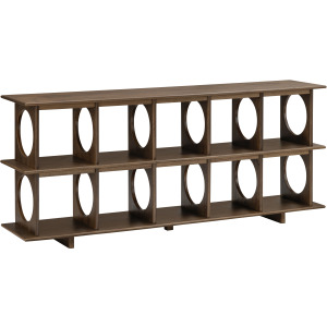 W Brown Wood Accent Console Sofa Table With Two Shelves