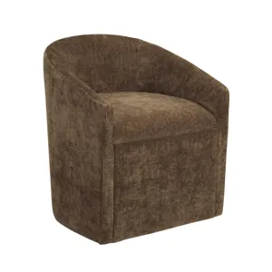 Set Of 2 Brown Upholstered Dining Chairs