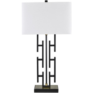Black Metal Table Lamp With Rectangular Linen Shade