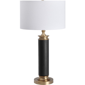 Metal Table Lamp With White Linen Shade