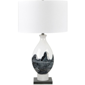 Ceramic Table Lamp With White Linen Drum Shade