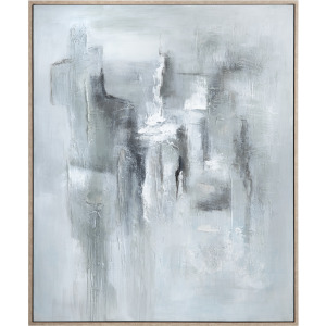 Mistbound Abstract Framed Canvas Wall Art