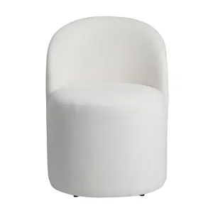 Set Of 2 White Upholstered Dining Chairs With Castors
