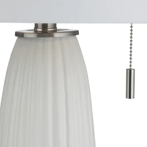 Avril Modern White Ceramic Table Lamp With White Linen Shade