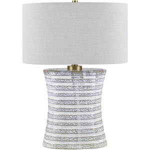 Ceramic Table Lamp With Gray Linen Shade