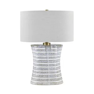 Ceramic Table Lamp With Gray Linen Shade