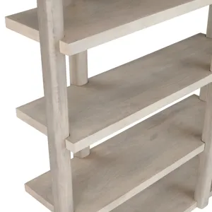 82 In. Natural Washed Solid Wood 5 Shelf Etagere/bookcase