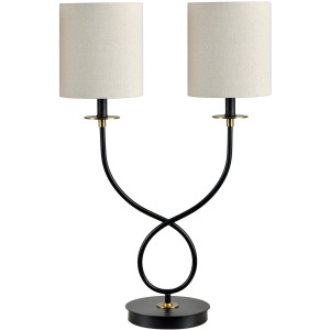 Metal Table Lamp With Dual Linen Shades