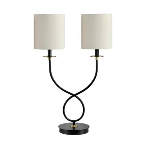 Metal Table Lamp With Dual Linen Shades