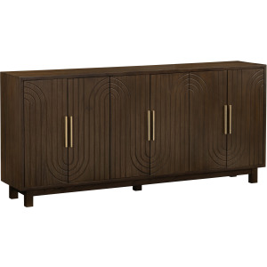 W Brown Wooden Six Door Credenza Sideboard