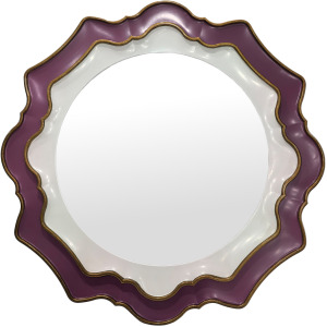 Scalloped Edge Lavender & Pearl Round Wall Mirror