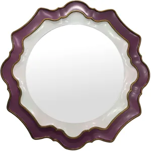 Scalloped Edge Lavender & Pearl Round Wall Mirror