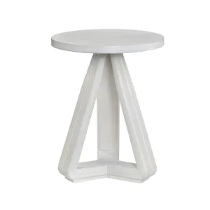 Round White-washed Accent/end Table
