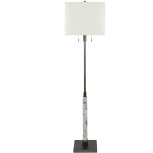 62.5 Marble Floor Lamp With White Linen Shade
